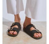 totes® Ladies PU Double Buckle Slider Black UK Size 4