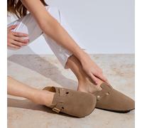 totes® Ladies Suede Clog Light Brown UK Size 6