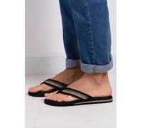 Totes Mens Black Tape Toe Post Sandals Black