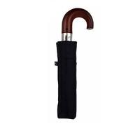 Totes Raindrops Auto-open Wood Crook Handle Umbrella Black