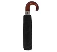 totes Raindrops Auto-open Wood Crook Handle Umbrella Black (Black)