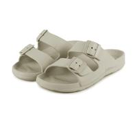 totes® SOLBOUNCE Ladies Adjustable Double Buckle Slider Sandals, Light As Air Compression-Proof Insole, Anti-Bacterial, Machine Washable, Comfortable Summer Footwear, Stone, 5 UK