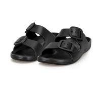 totes® ® SOLBOUNCE Ladies Adjustable Slider Sandals, Lightweight Summer Slides with Everywear® Cushioning, Anti-Bacterial Sole, Double Buckle Design, Holiday Beach Footwear, Black, UK 7