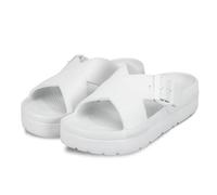 totes® ® SOLBOUNCE Ladies Chunky Cross Strap Slider Sandals, Lightweight Platform Summer Slides with Everywear™ Cushioning, Anti-Bacterial Sole, Holiday Footwear, White, UK 5