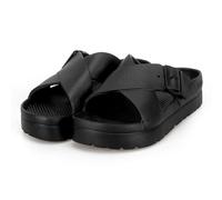 totes® ® SOLBOUNCE Ladies Chunky Cross Strap Slider Sandals, Lightweight Platform Summer Slides with Everywear™ Cushioning, Anti-Bacterial Sole, Holiday Footwear, Black, UK 5