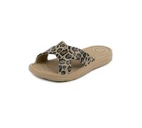 Totes SOLBOUNCE Ladies Cross Slider Sandals in Natural Leopard Natural