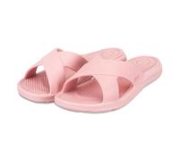 totes® ® SOLBOUNCE Ladies Cross Strap Slider Sandals, Lightweight Summer Slides with Everywear™ Cushioning, Anti-Bacterial Sole, Compression-Resistant Insole, Holiday Footwear, Pink, UK 7