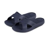 totes® ® SOLBOUNCE Ladies Cross Strap Slider Sandals, Lightweight Summer Slides with Everywear™ Cushioning, Anti-Bacterial Sole, Compression-Resistant Insole, Holiday Footwear, Navy, UK 6