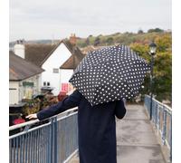 Isotoner totes Eco Supermini B&W Stitched Dots Umbrella