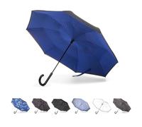 Totes The InBrella Reverse Close Umbrella, Royal/Black, One Size, Inbrella Reverse Auto Close Stick Umbrella With J Hook, Wind & Rainproof