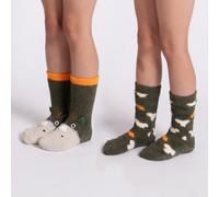 totes toasties® Boys Super Soft Slipper Socks (Twin Pack) Dino / Camo Age 7-10 Size 12½-3½