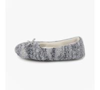 totes® toasties® Ladies Knitted Ballet Slippers, Chunky Knit Design with Soft Borg Sherpa Lining, Memory Foam for Ultimate Comfort, Soft Indoor Sole, Perfect for Winter Evenings, Blue, S