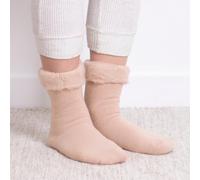 totes toasties® Ladies Brushed Thermal Bed Socks Dusky Pink One Size