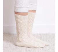 totes toasties® Ladies Cable Knit Slouch Slipper Sock Oat One Size