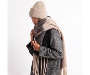 totes toasties® Ladies Chunky Woven Blanket Scarf & Hat Set Oat One Size