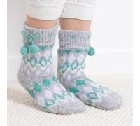 totes toasties® Ladies Fair Isle Chenille Slipper Socks Fair isle One Size