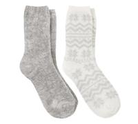 totes toasties® Ladies Fair Isle & Chenille Supersoft Bed Socks (Twin Pack)
