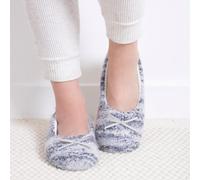 totes toasties® Ladies Knitted Ballet Slippers Blue Medium (UK 5-6)