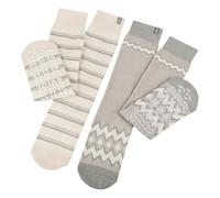 totes Toasties® Ladies Original Slipper Socks, Twin Pack Non Slip Lounge Bed Socks with Grip, Soft Warm Cosy Fit, Contains Recycled Yarns, Machine Washable, Gift Boxed, One Size, Fairisle/Plain