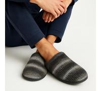 totes® toasties® Mens Knitted Ombre Mule Slipper, Classic Knitted Mule Design with Grey and Black Ombre Effect, Warm & Cosy Lining, Memory Foam for Comfort & Support, Durable Sole, Grey, S