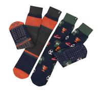 totes toasties® Mens Original Slipper Socks (Twin Pack) Football / Stripe One Size
