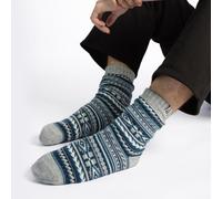 totes toasties® Mens Sherpa Lined Fair Isle Slipper Socks Blue Fair Isle One Size