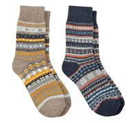 totes toasties® Mens Wool Blend Fair Isle Slippers Socks (Twin Pack)