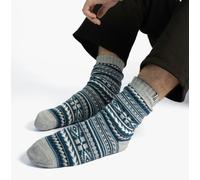Totes Toasties SHERPA LINED FAIR ISLE Mens Slippers Socks Blue Fair isle