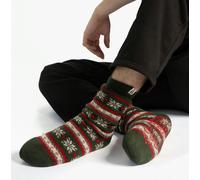 Totes Toasties SHERPA LINED FAIR ISLE Mens Slippers Socks Red Fair isle
