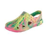 totes Unisex Children's Everywear Splash and Play Clog Wooden Shoes, Multicoloured Sea Waves Ocean Tides, 7-8 Little Kid