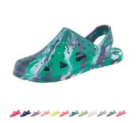totes Unisex Kid's Everywear Splash and Play Clog, Blue Green Marble Strap, 2-3 Big
