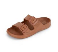 totes Women's Everywear Lightweight Waterproof Adjustable Double Buckle Slide Sandal, Adobe, 4.5 UK