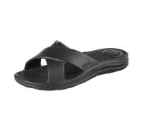 totes Women's Everywear Lightweight Waterproof Ara Cross Slide Sandal, Black, 8 UK