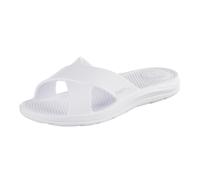 totes Women's Everywear Lightweight Waterproof Ara Cross Slide Sandal, White, 4 UK