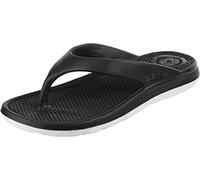 totes Women's Everywear Lightweight Waterproof Ara Flip Flop Sandal, 2 Tone-Black with White Sole, 6 UK