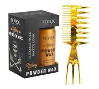 Totex Hair Styling Matte Powder Wax 20g + Wide Tooth Gold Comb No2 | Volumizing Texturising Dust Powder | Strong Hold Matte Finish | Hair & Beard Styling Kit for Men & Women