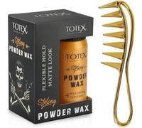 Totex Hair Styling Powder Wax 20g + Wide Shark Teeth Comb Gold | Volumizing Matte Dust Powder Strong Hold | Barber Styling Set for Hair & Beard | Professional Hair Thickening Kit