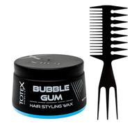 Totex Hair Styling Wax Bubble Gum 150 ml & Wide Tooth Comb Black No2 Blue | Extra Strong Hold Hair Wax for Men & Women | Long Lasting Shine, Frizz Control & Professional Hair Styling Set