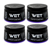 Totex Hair Styling Wet Wax Men 4x150ml Pack | Strong Hold Wet Look Hair Wax | Shiny Texture Styling Paste | Sweet Melon Scent | Barber Professional Long Lasting Hair Wax for Men
