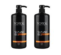 Totex Shaving Gel Sensitive Skin 750ml Pack of 2 - Cooling Shave Gel with Pump for Smooth Shave, Anti-Irritation Formula for Men & Women, Full Body & Bikini Line Shaving, Economical Barber Salon Use