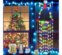 TOTHDATE 100LEDS Multicolor Light Christmas Window Lights Indoor, Decoration Hanging Lights with 8 Modes & Remote Battery Operated for Window Door Eave Beam Indoor Outdoor