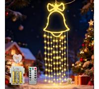 TOTHDATE 100LEDS Warmwhite Light Christmas Window Lights Indoor, Door Hanging Decoration Light with 8 Modes & Remote Battery Operated for Window Door Eave Beam Indoor Outdoor