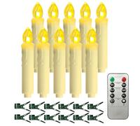 TOTHDATE 10PCS Christmas Tree Clip-on Candles Light, LED Taper Candles Light with 10 Key Remote Battery Included for Christmas Party Wedding Decorations
