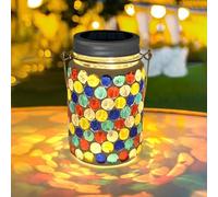 TOTHDATE 1PCS Mosaic Solar Lights Outdoor Garden, On/Off Glass Hanging Solar Mosaic Lanterns Lights IP65 Waterproof for Table Lawn Path Courtyard Deck Fence, Dot Pattern Mosaic Glass
