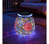 TOTHDATE 1PCS Oval Solar Mosaic Lights Outdoor, On/Off Glass Hanging Solar Mosaic Lanterns Lights IP65 Waterproof for Table Lawn Path Courtyard Deck Fence, Maple Mosaic Light