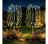 TOTHDATE 2PCS Outdoor Solar Willow Tree Lights, Warm White Light 200 LED Firework Stake Lights, 8 Modes, IP55 Waterproof Fairy Solar Lights for Garden Yard Party Decor