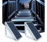 TOTHDATE 2PCS Solar Step Lights Cool White Light, 13 LEDs Solar Stair Light Outdoor Pathway Light IP67 Waterproof for Ground Front Porch Decor Yard Garden Walkways