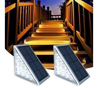 TOTHDATE 2PCS Solar Step Lights Warmwhite Light, 13LEDS Solar Stair Lighting Outdoor Pathway Light IP67 Waterproof for Ground Front Porch Decor Yard Garden Walkways