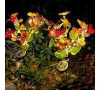 TOTHDATE 2PCS Solar Swaying in Wind Butterfly Lights, Warm White Light Butterfly Solar Stake Flowers Lights IP44 Waterproof for Yard Garden Pathway