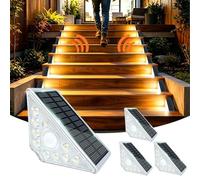 TOTHDATE 4PCS Solar Motion Sensor Step Lights Warmwhite Light, 14LEDS Solar Stair Lighting Outdoor Pathway Light IP67 Waterproof for Ground Front Porch Decor Yard Garden Walkways